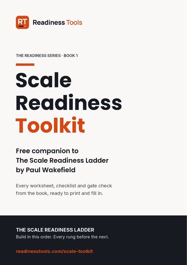 Scale Readiness Toolkit, free companion to The Scale Readiness Ladder by Paul Wakefield